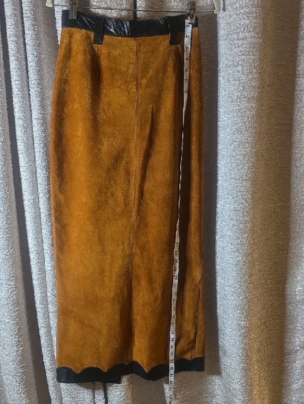 Women's Suede Blazer & Skirt Set in Rich Brown with Black Trim - Picture 12 of 12